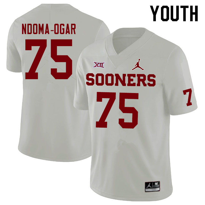 Jordan Brand Youth #75 E.J. Ndoma-Ogar Oklahoma Sooners College Football Jerseys Sale-White - Click Image to Close